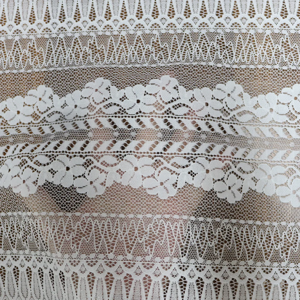 23.5cm Wide Nylon Spandex Tulle Knit Fabric with Embroidered Decorative Mesh Lace Trim Quick-Dry Feature for Bra & Dress Designs