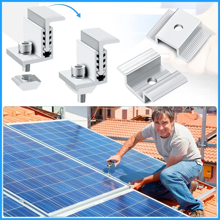 Corigy Solar End Clamp Solar Panel Mounting Z Bracket Mid Clamps Aluminum Rail End Clamps