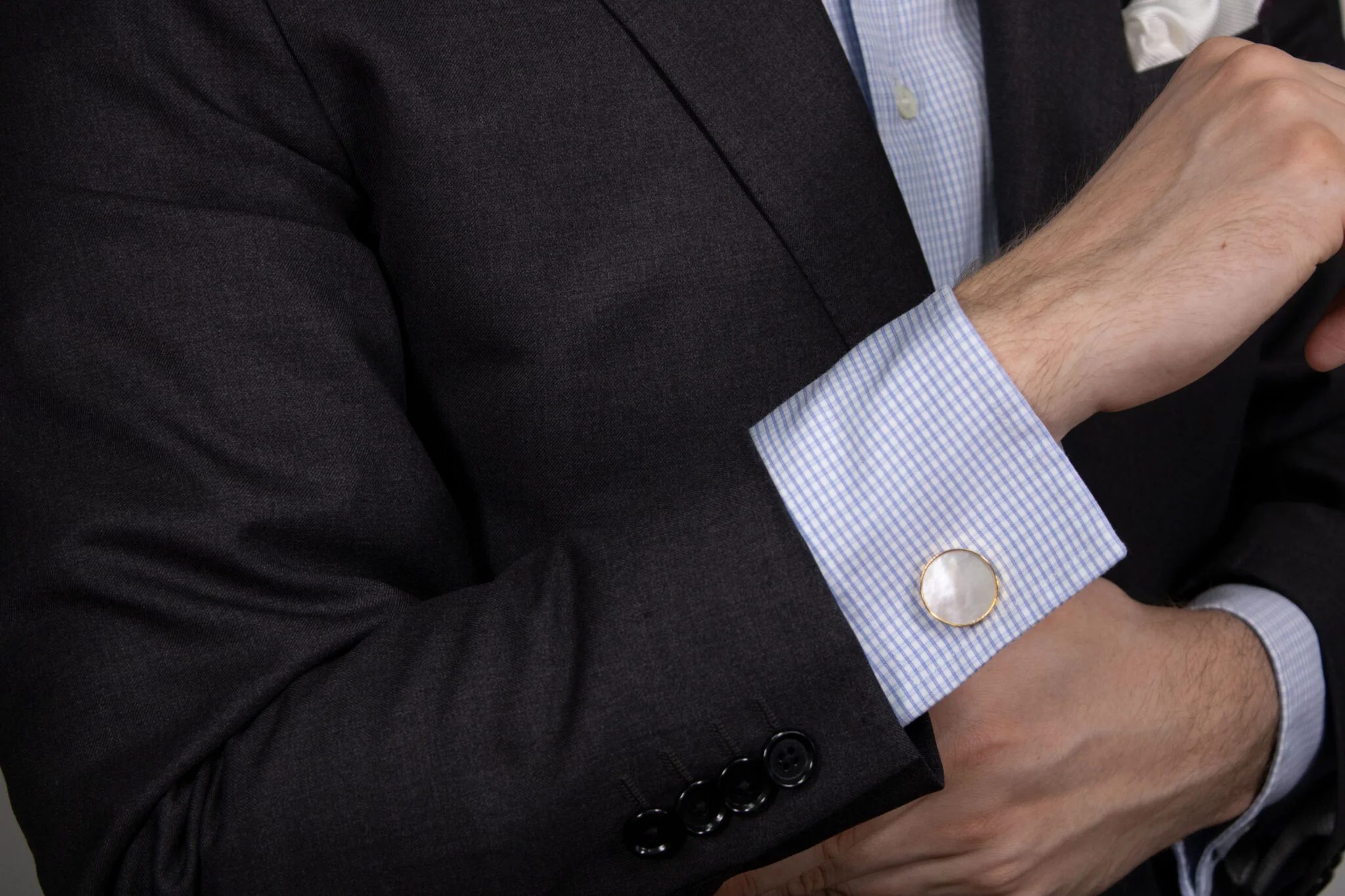 Custom high quality nickle mother of pearl cufflinks