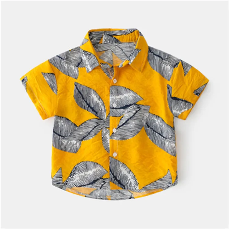 Новые модные рубашки для мальчиков, летняя рубашка с коротким рукавом и цветочным принтом, повседневные праздничные Гавайские пляжные рубашки WM846