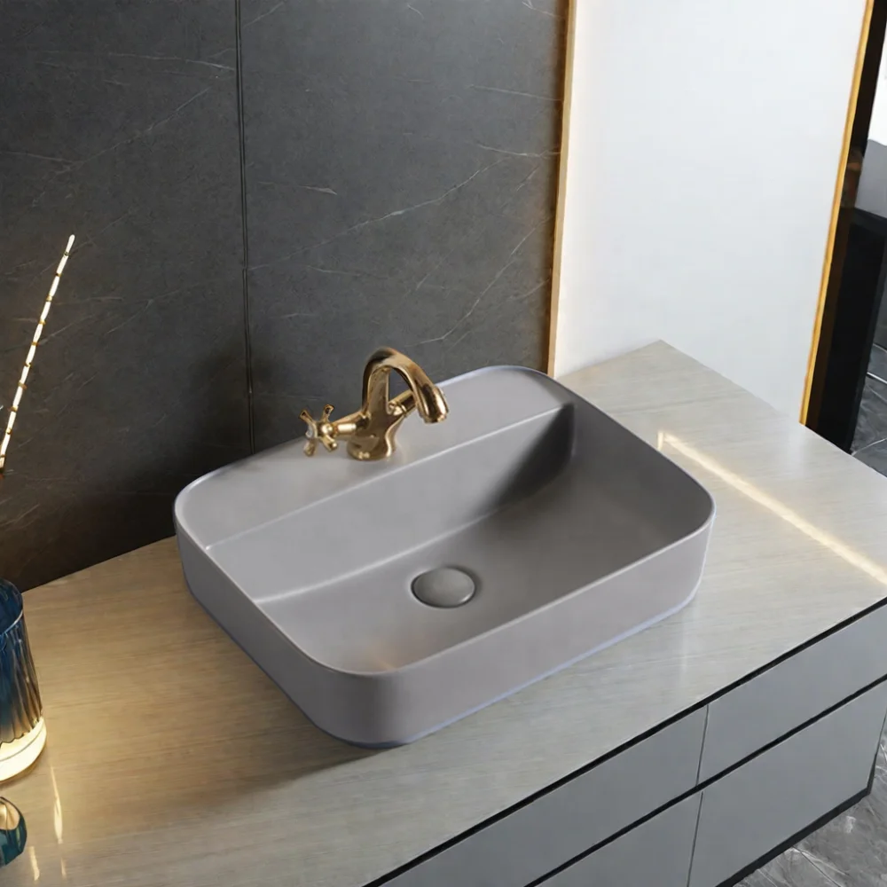 Novel design art basin ceramic bathroom grey ceramic sink above counter wash basin
