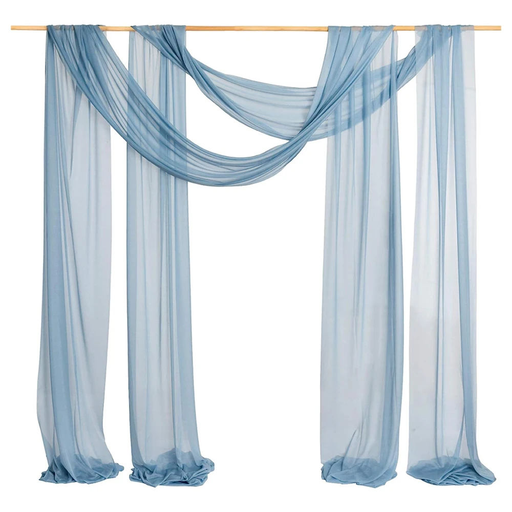 Драпировочная ткань для свадебной церемонии, 2 панели, 30 х32 фута, ПЫЛЬНАЯ розовая шифоновая ткань, балдахин, декор для свадебной церемонии