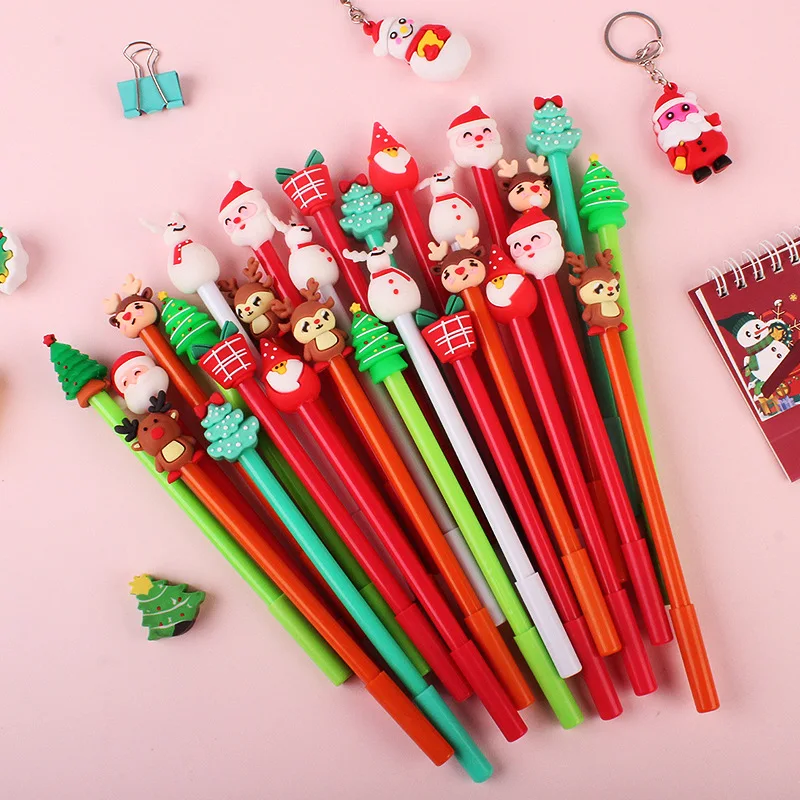 Cartoon Christmas 3D Neutral Pen Full Needle Smooth Water Slide Neutral Pen Black Pen Core Santa Claus Animal