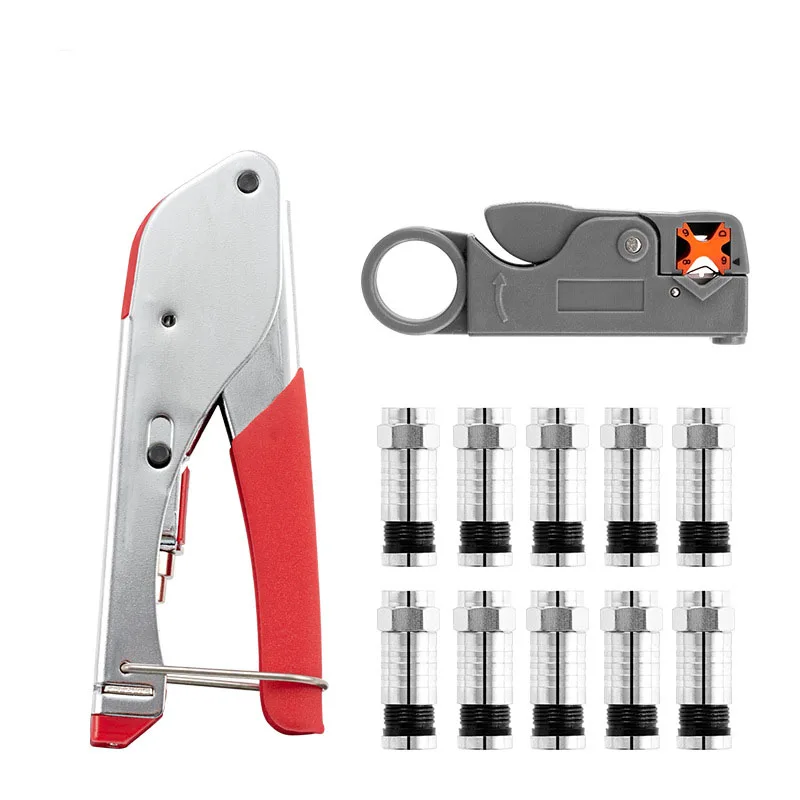 Stripper and Crimper Tool Combination Suitable for Rg59 Rg6 F Coaxial Cable Crimper