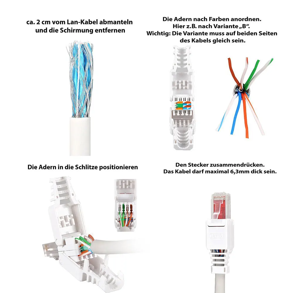 Network Cable Gold Plated tool free plug Ethernet RJ45 Cat5e Cat6 8P8C Pass Through Connector toolless Modular Plug
