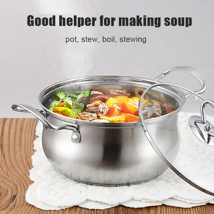 Good Quality Kitchen Juego De Ollas Cooking Pots Stainless Steel 201 Cookware Stock Soup Pot Set