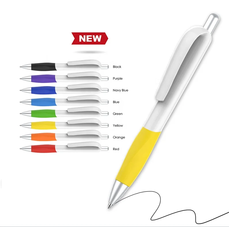 wholesale no minimum order custom logo boligrafos  red blue orange green yellow white pens with custom logo