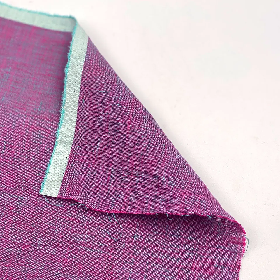 Price per meter european 21s two tone yarn plain dyed fine textured oxford 100% linen fabric for shirting