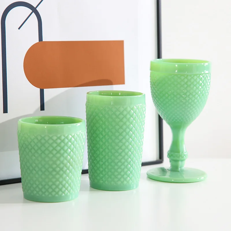 New Design Creative Colored Jade Color Glass Cup for Home Party Wedding