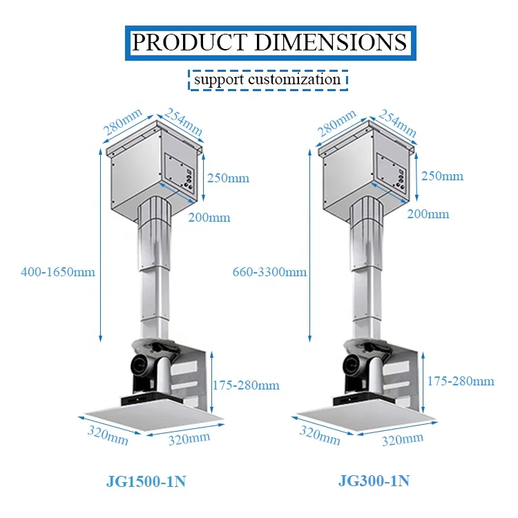 universal ceiling recessed motorized conference ceiling projector hanger CCTV camera lift with wireless remote control