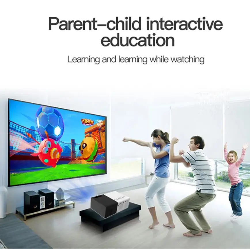 Портативный карманный мини-проектор для домашнего кинотеатра YG300 желтого и черного цвета