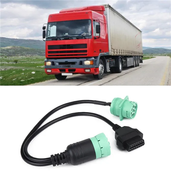
9 Pin to OBD2 Interface Truck Y-Cable Adapter OBDII Y Splitter Connector Truck 16Pin Male to Female J1939 