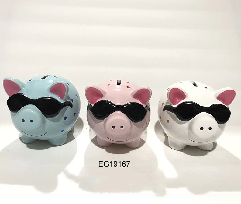 Promotional Piggy Bank Customized Money Saving Box Ceramic Piggy Pig Shape Ceramic Coin Box Piggy Money Bank