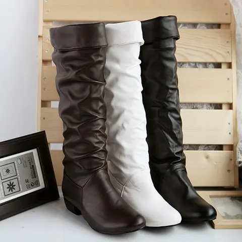 Fashion product winter warm white leather womens boots fall 2020 long boots knee for women with heels