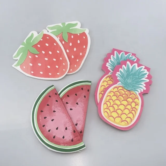 2021 Hot Sale Printed Customized Shaped Watermelon Pineapple Color Logo Style Paper Napkins