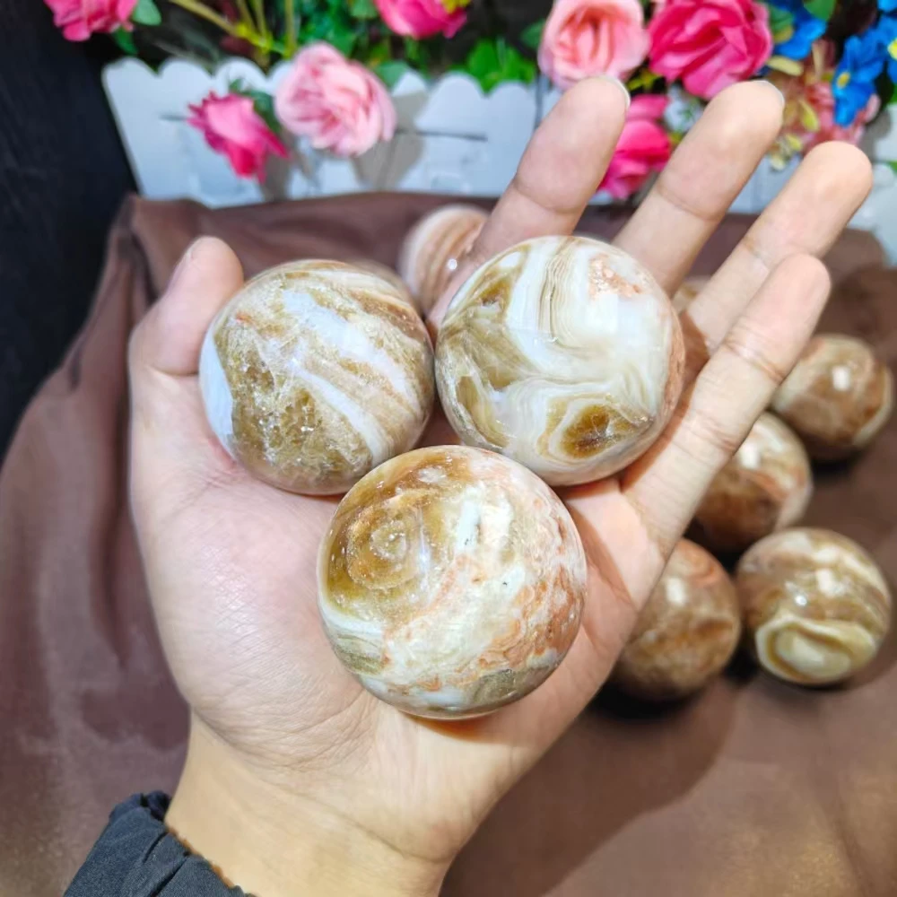 Оптовая продажа шарик из кристаллов лечебный натуральный камень янтарный кальцит сфера для домашнего декора