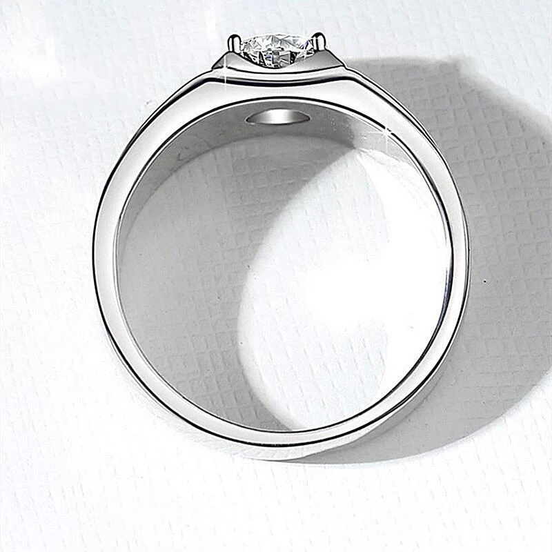 Custom Moissanite S925 Sterling Silver VVS Certified Ring Mens Shiny Jewelry