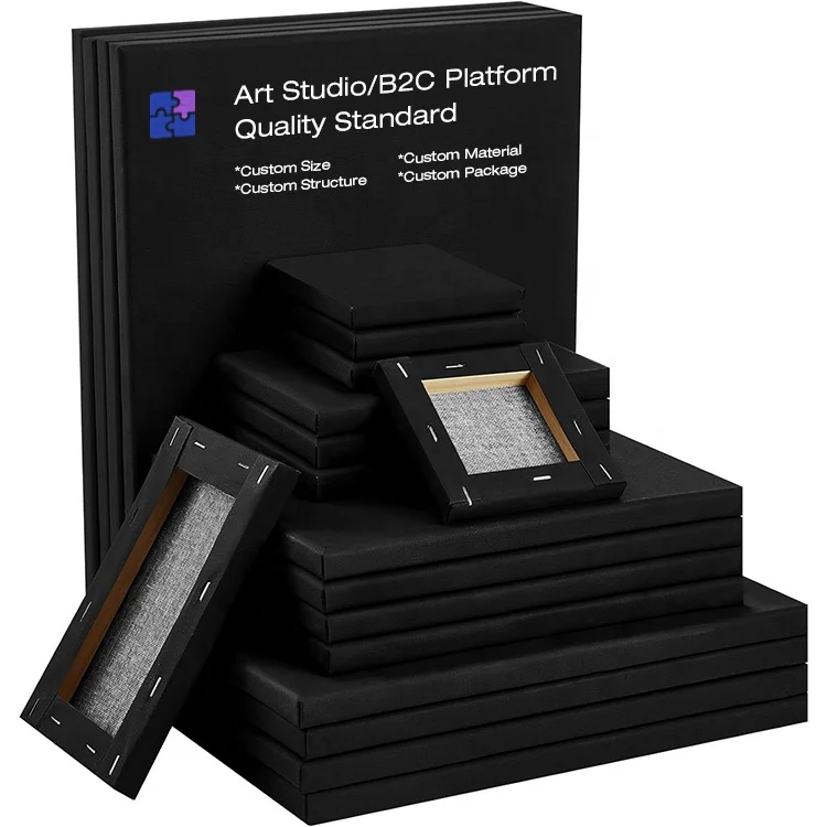 Art Class Amazon Stretched Canvas Pure Cotton Wood Frame Lienzo Tensado Black Wholesale Stretched Canvas for Painting