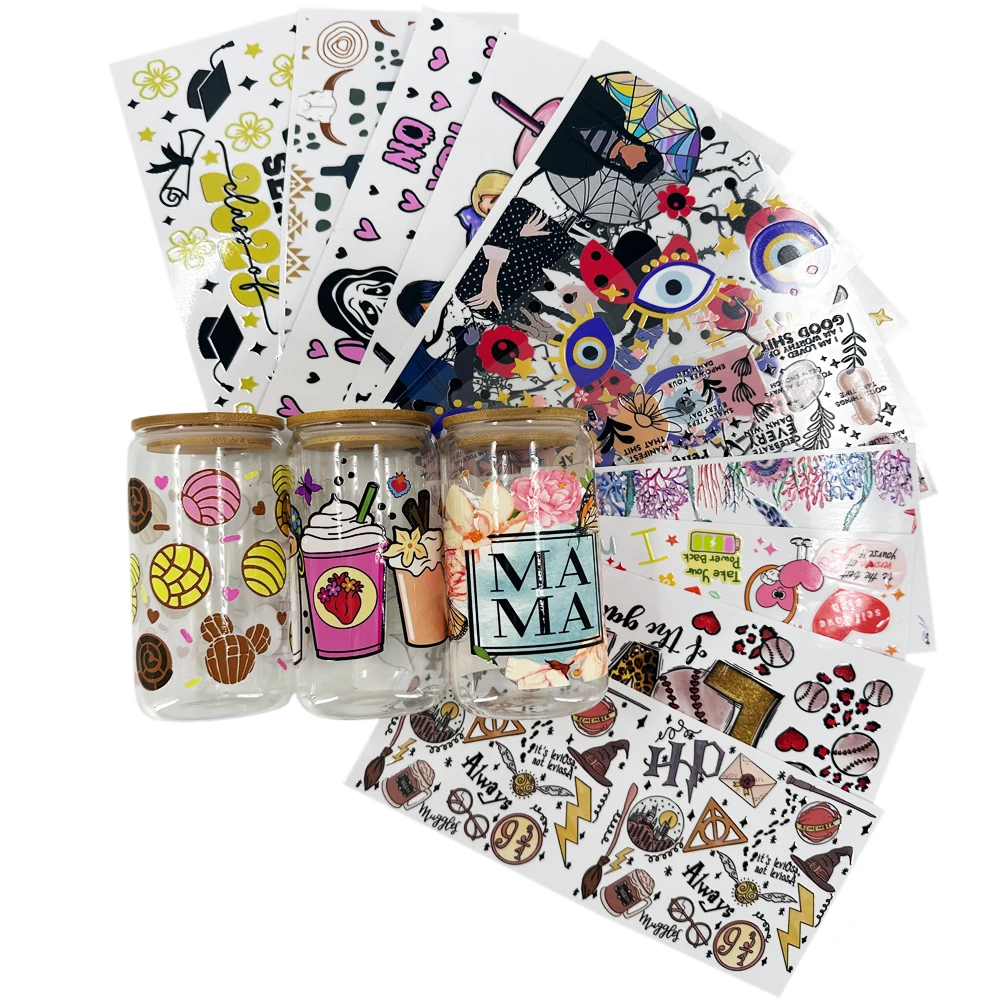 Personalized Plastic Die Cut Vinyl Transfer Label Stickers Printing 16 OZ UV DTF Transfers For Cups Wraps Mom Packaging