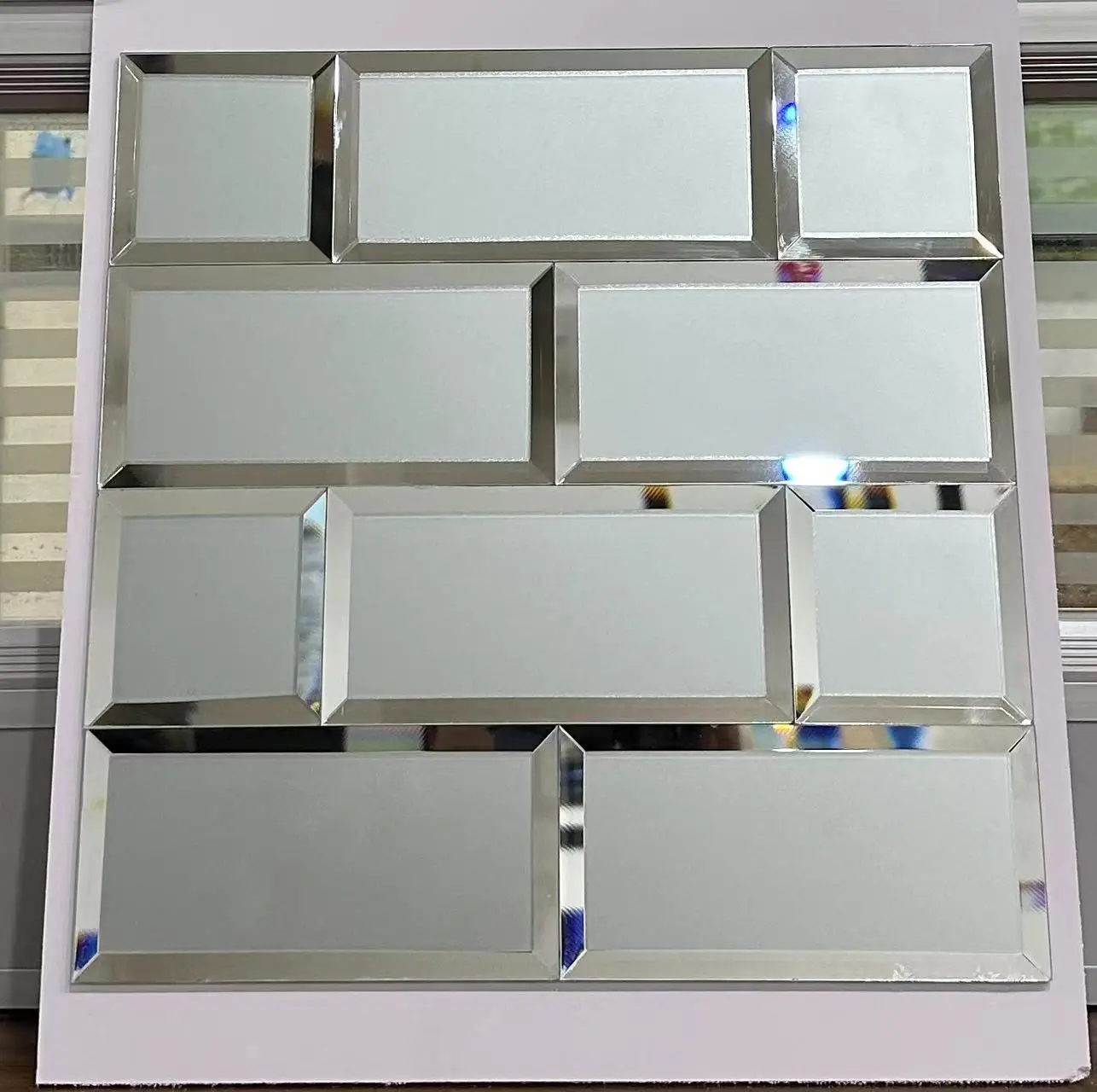 Clear ultra Silver Home Wall Cut Small Decorative Art Room Decor Beveled Mirror Crystal Glass Mosaic Tile