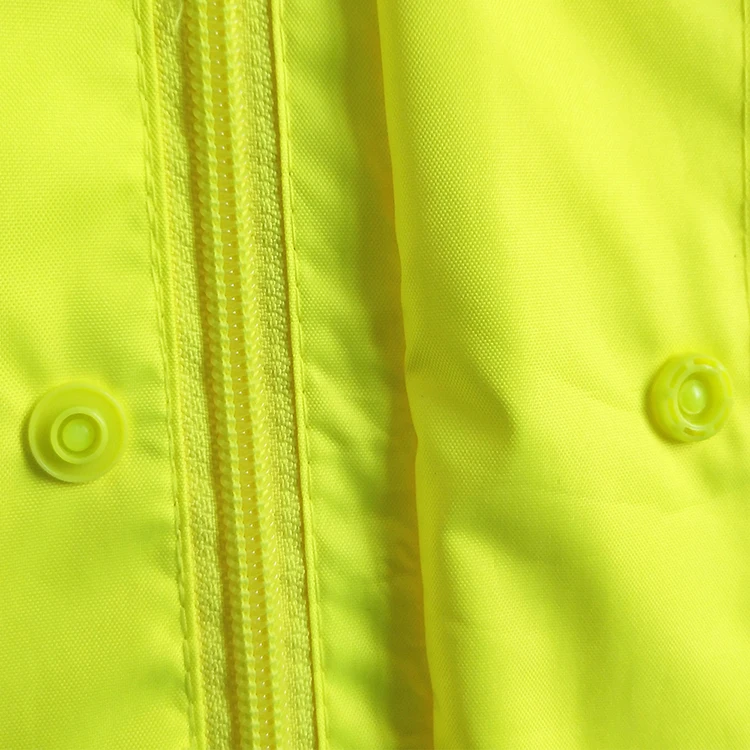 Safety Green Oxford Cloth Rain Jacket Suit Hi Visibility Reflect Security Raincoat With Hood And Reflect Strip