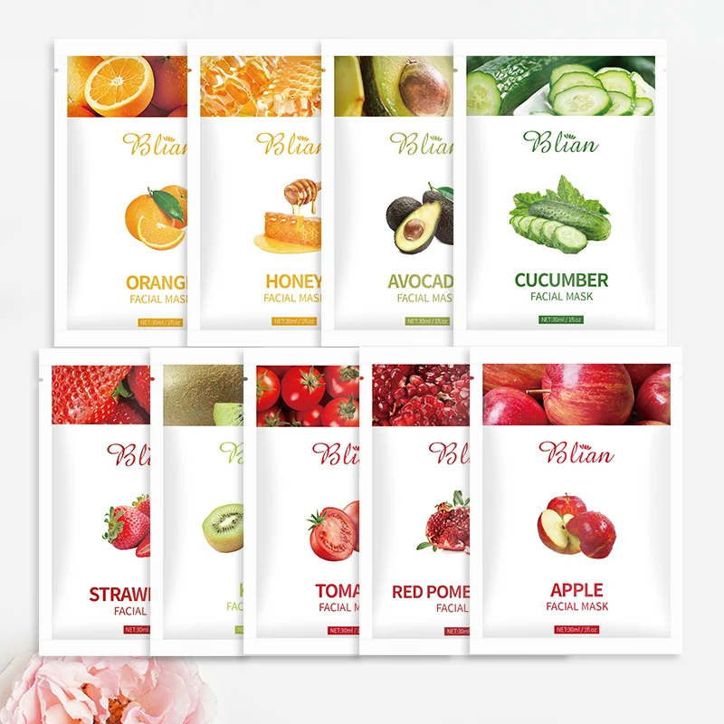 Factory Fruit Facial Mask With Cucumber Kiwi Avocado Honey Strawberry Tomato Red Pomegranate Apple Orange Moisturizing Whitening