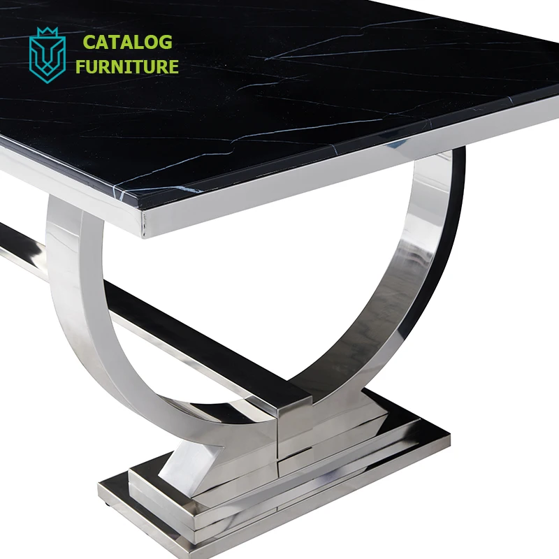 Italian Light Luxury Home Furniture Marble Tabletop Titanium Gold Leg Dining Table