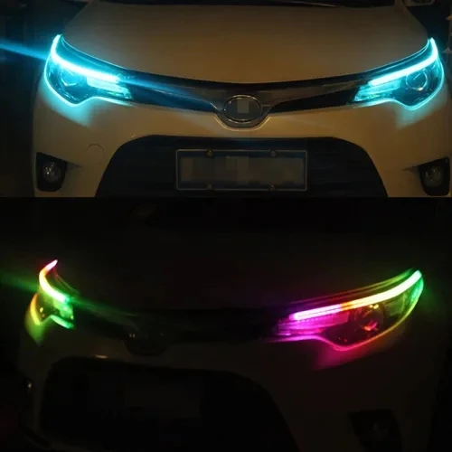 2 шт. RGB 60 см светодиодная фара автомобиля фар полосы света поворотный сигнал пульт дистанционного управления