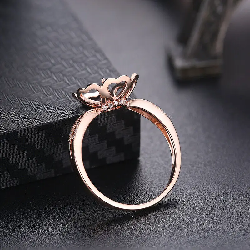 Fine Jewelry Natural Diamonds 0.1ct Solid 14K Rose Gold Flower Semi Mount Ring Pearl Mount For DIY Findings