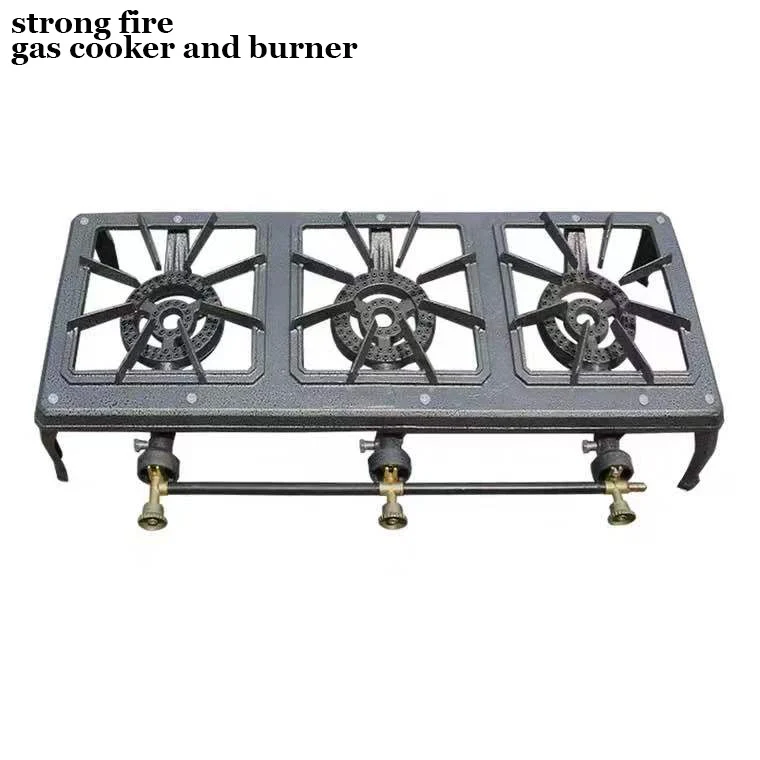 Сверхмощная портативная газовая плита из чугуна с тремя горелками