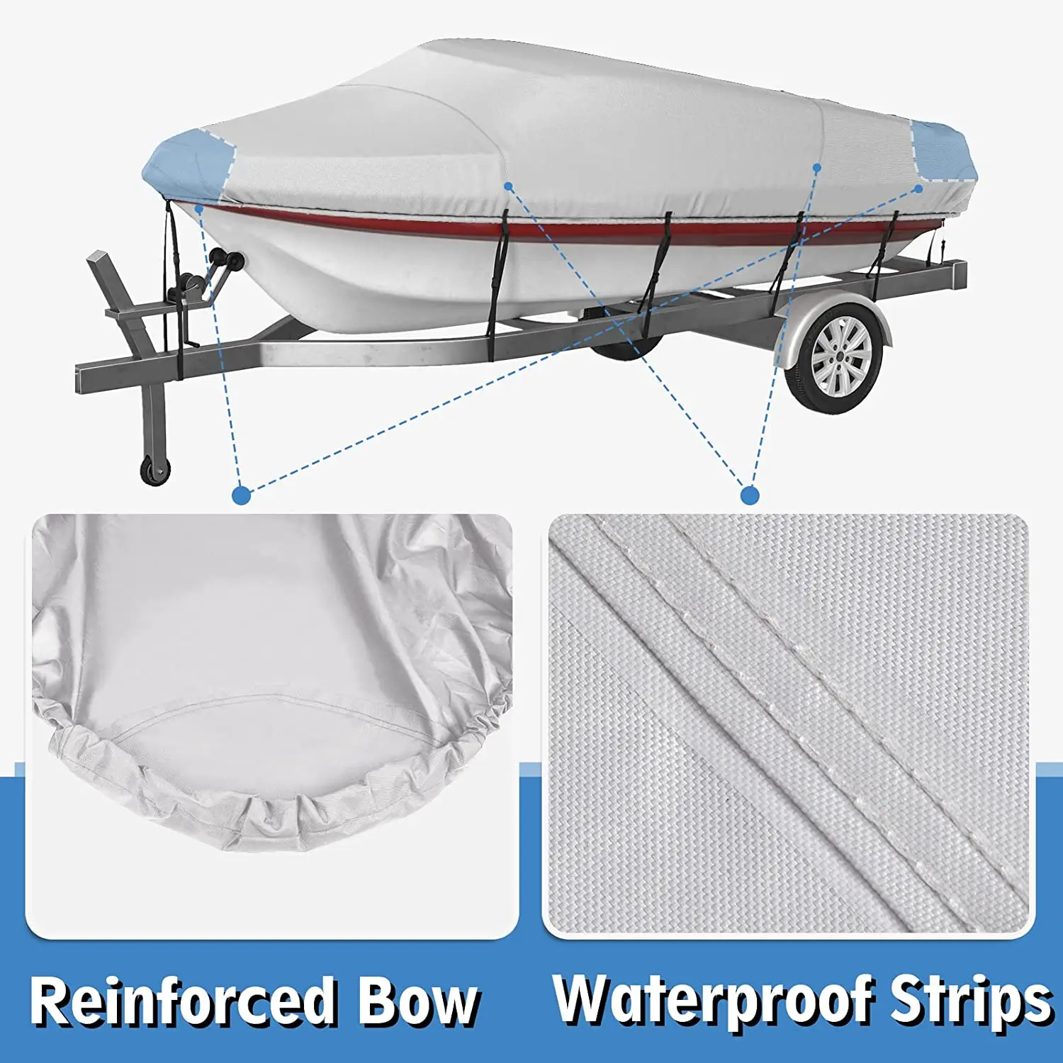 HOTO Lightweight Oxford Fabrics  Waterproof Durable Ship Cover High Quality Customized Universal Fit Polyester Boat Cover