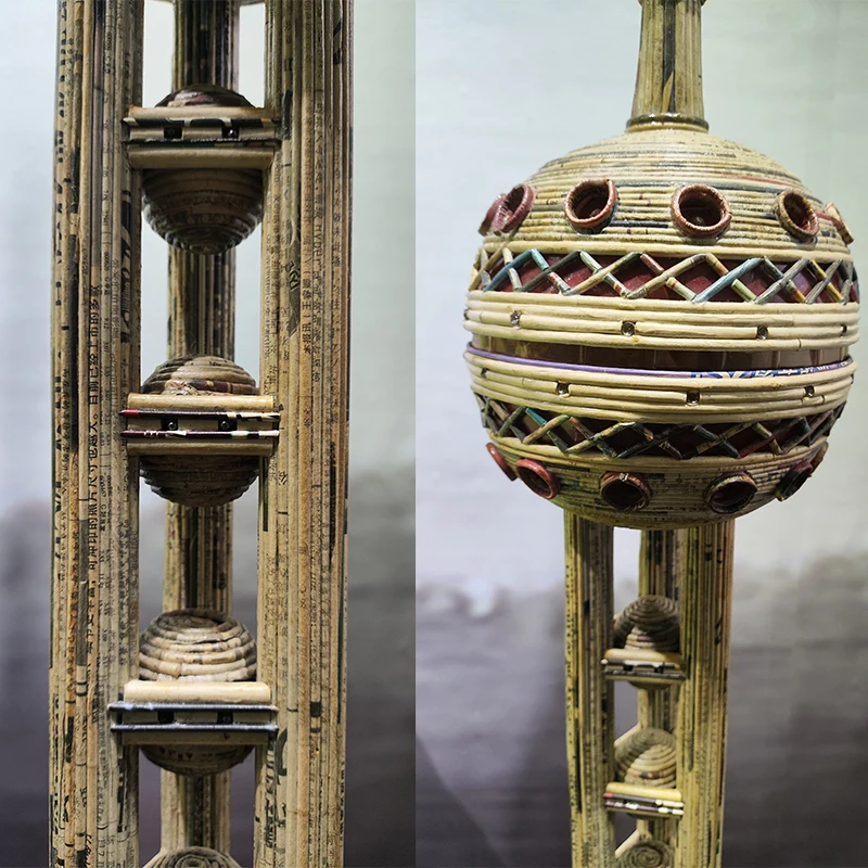 Large art decoration props made of newspapers - Oriental Pearl Tower