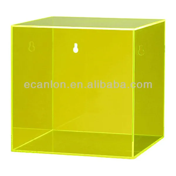 Wall mounted clear acrylic display box with lid, clear acrylic book display case