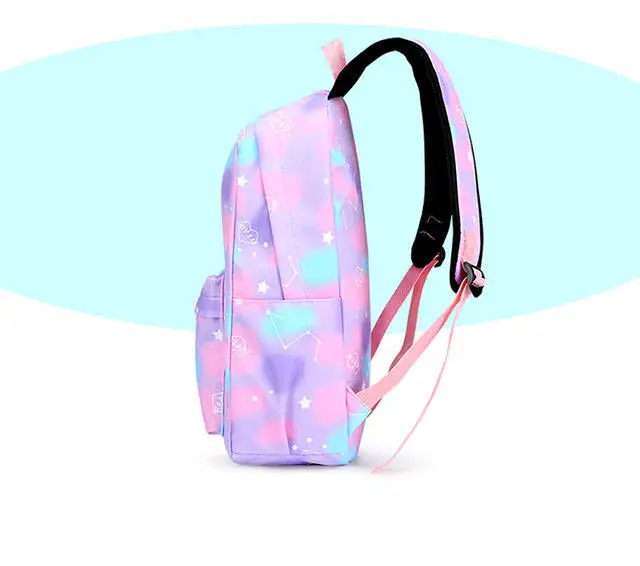 New 2023 Wholesale 3in1 Rainbow Colored School Bags Backpack Girls Bookbags Casual School Bags Waterproof OEM Logo 3 Pcs bag