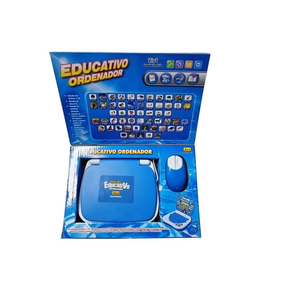 Spanish English multi-function point reading learning machine led screen laptop learning machine for children