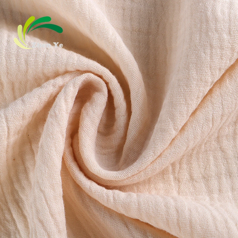 Factory Hot Sale Pure Cotton Double Face Double Gauze Wrinkle Muslin Organic Fabric For Baby Waddle Pajama Hometextile Swaddle