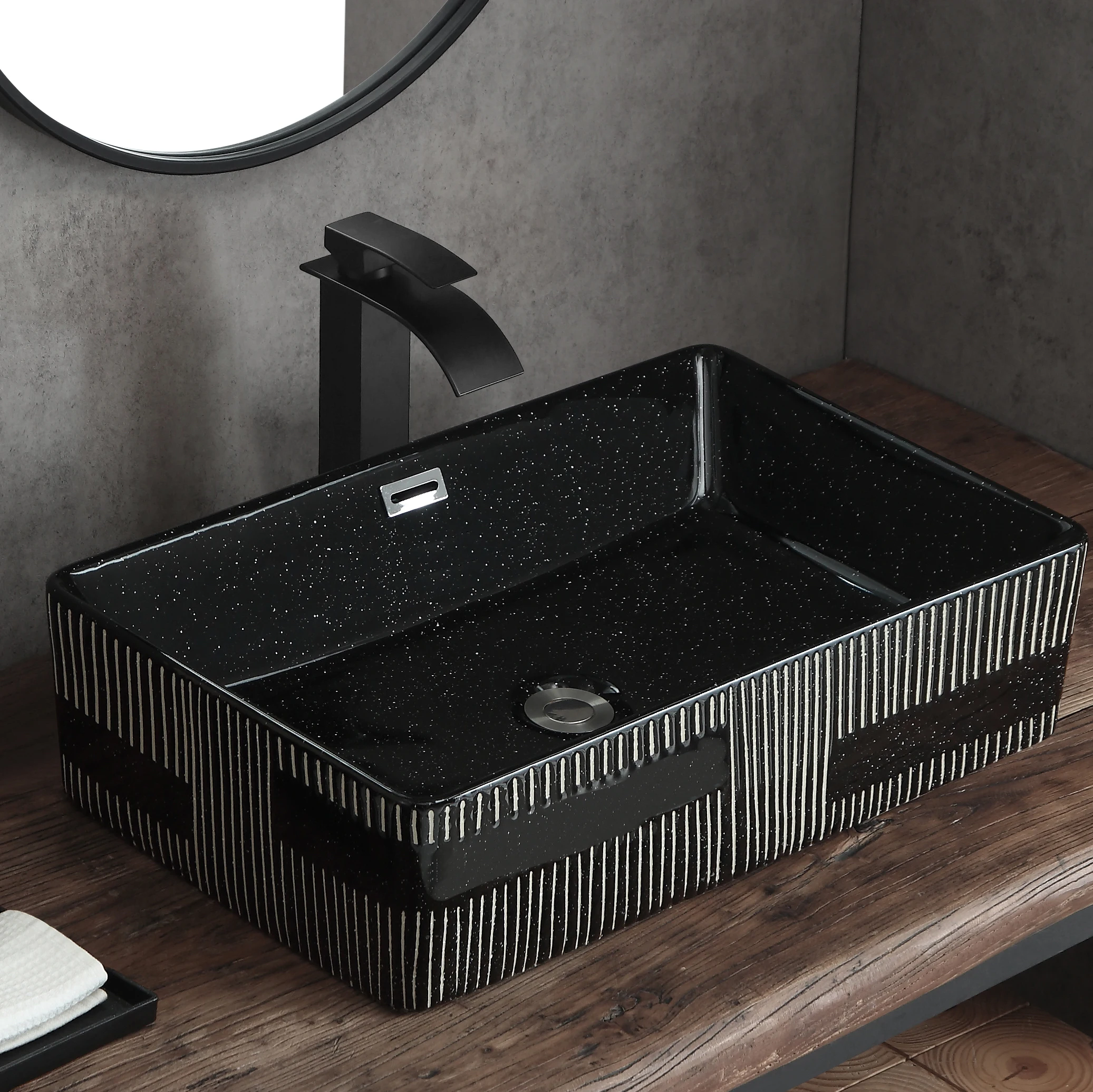 Samiyah sanitary ware LuxuryRound  Art Basin Countertop Bathroom Sinks Wash Special Water Outlet hand basin Basin
