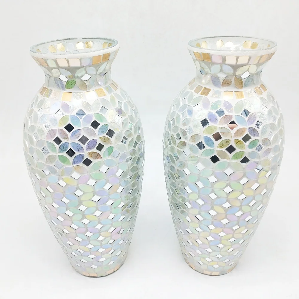 Wholesale Europe Hot Seller Glass Mosaic Vases Home Wedding Centerpiece Art Decor Mosaic Design Glass Vase