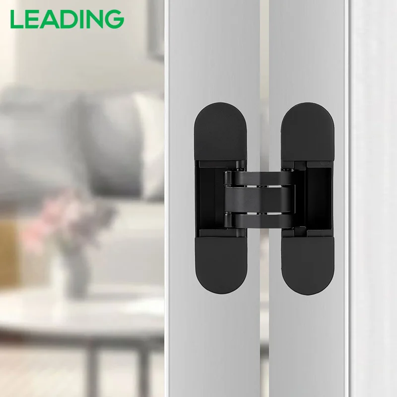 Zinc Alloy 3d Adjustable Concealed Hinges Soft Closing Door Hidden Hinges Durable Black 180 Degree Invisible Hinge