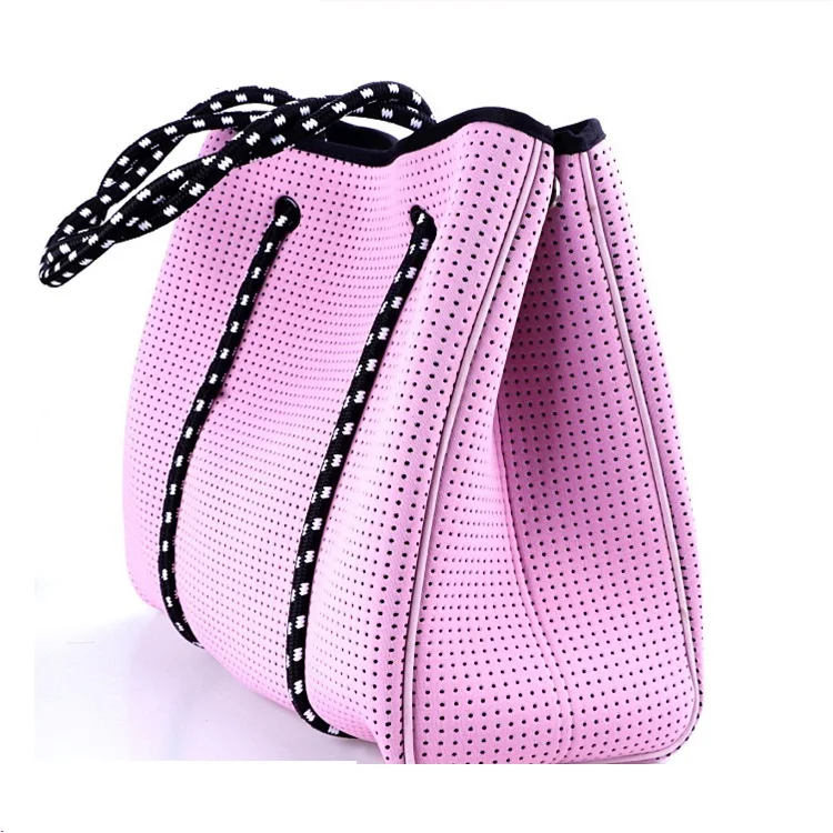 fashion australia custom wholesale stock adjustable large pink color neoprene beach tote bag