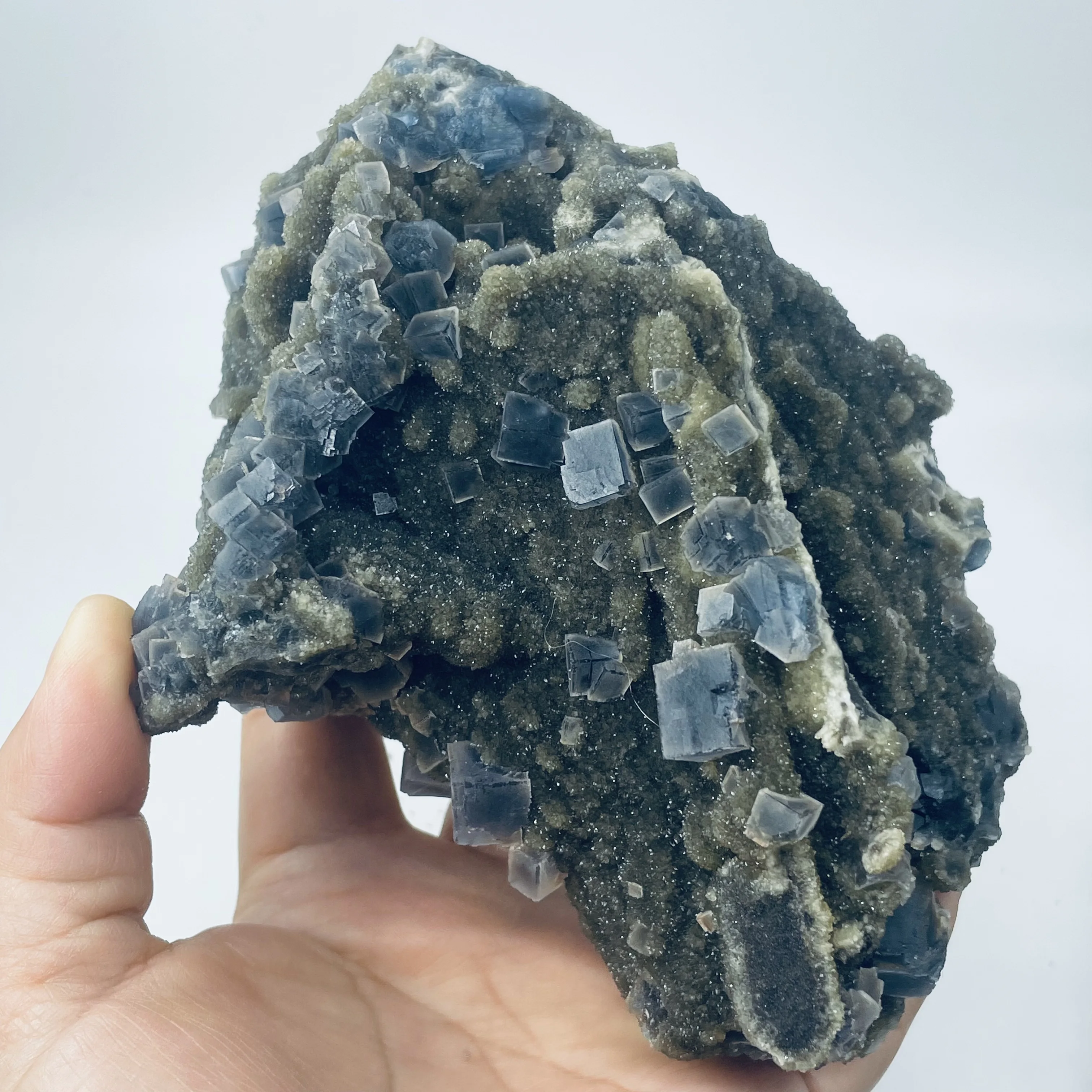 Natural Healing Crystal Mineral Specimen Gemstone Cluster Blue Fluorite Cluster