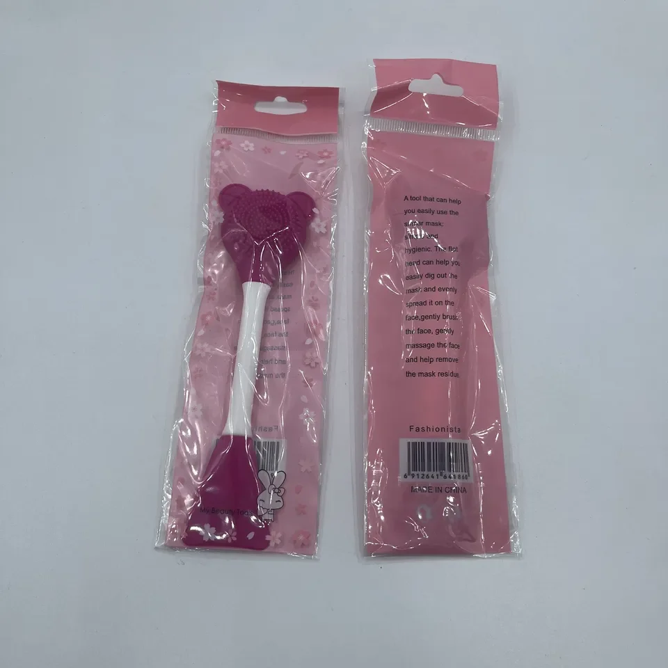 15cm silicone bear skin care beauty makeup brush DIY facial mask stick double head silicone nose brush