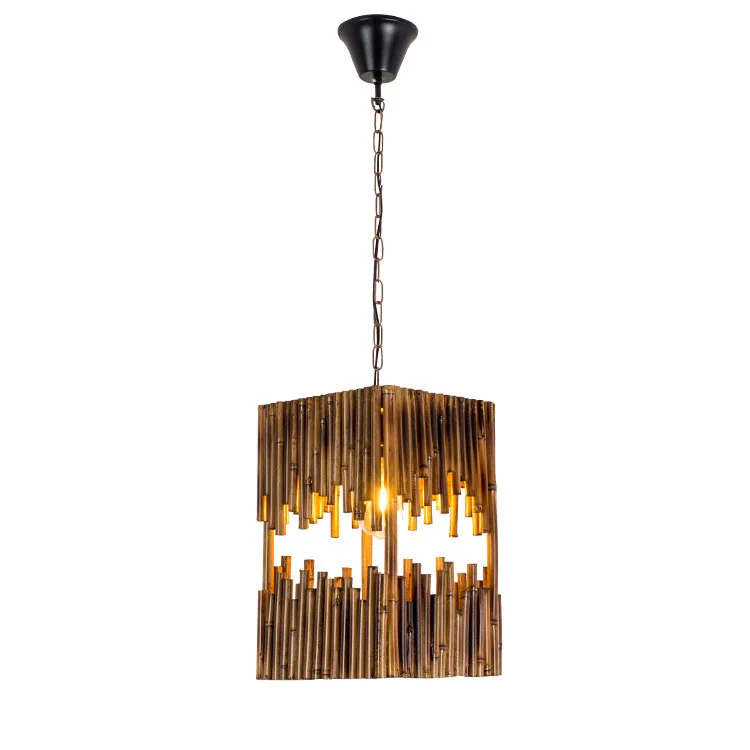 Креативная Светодиодная лампа из бамбука, деревянная Подвесная лампа, люстра для ресторана, столовой