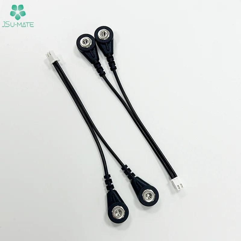 Custom 1 to 2 Lead Wire ECG EEG Snap Electrode Cable Assembly JST XH 2.54 2P Connector To Snap Cable XH 2.54 Cable