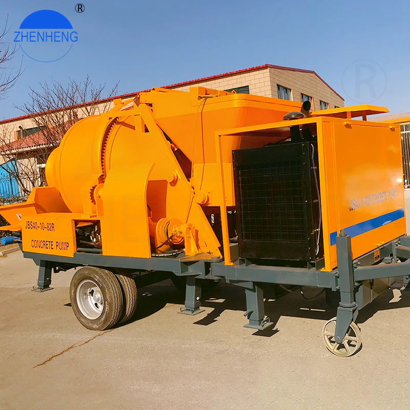 Trailer Mounted Diesel Engine Mobile Concrete Pump Construction Machinery Concrete Mixer Pump