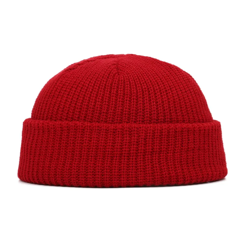 
Fashion Decorate Winter Landlord hat Watermelon Hip-hop Thick Turn-up Knitted Short Ribbed Beanie for Men Beanie Hat 