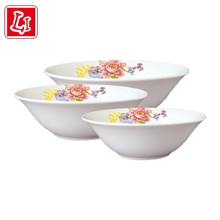 
Flower pattern of daily household round bowl three specifications round mouth bowl 
