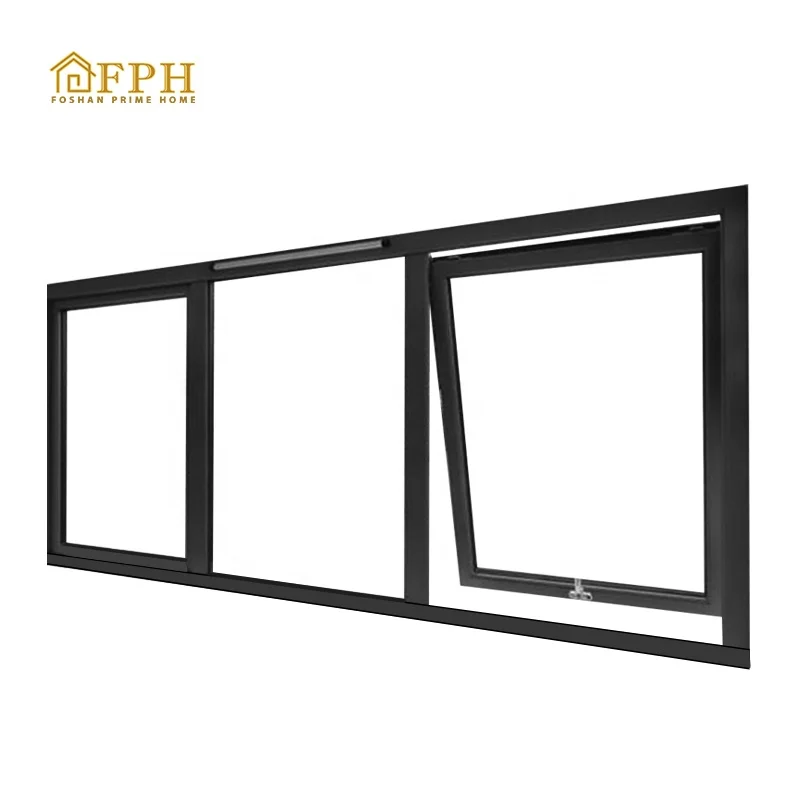 Soundproof Residential Triple Glazed Lowe Aluminum Awning Windows With Grill Screen For Modern Houses