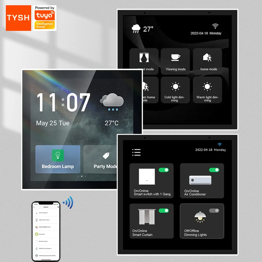 Смарт выключатель TYSHTuya настенный с сенсорным экраном 4 дюйма