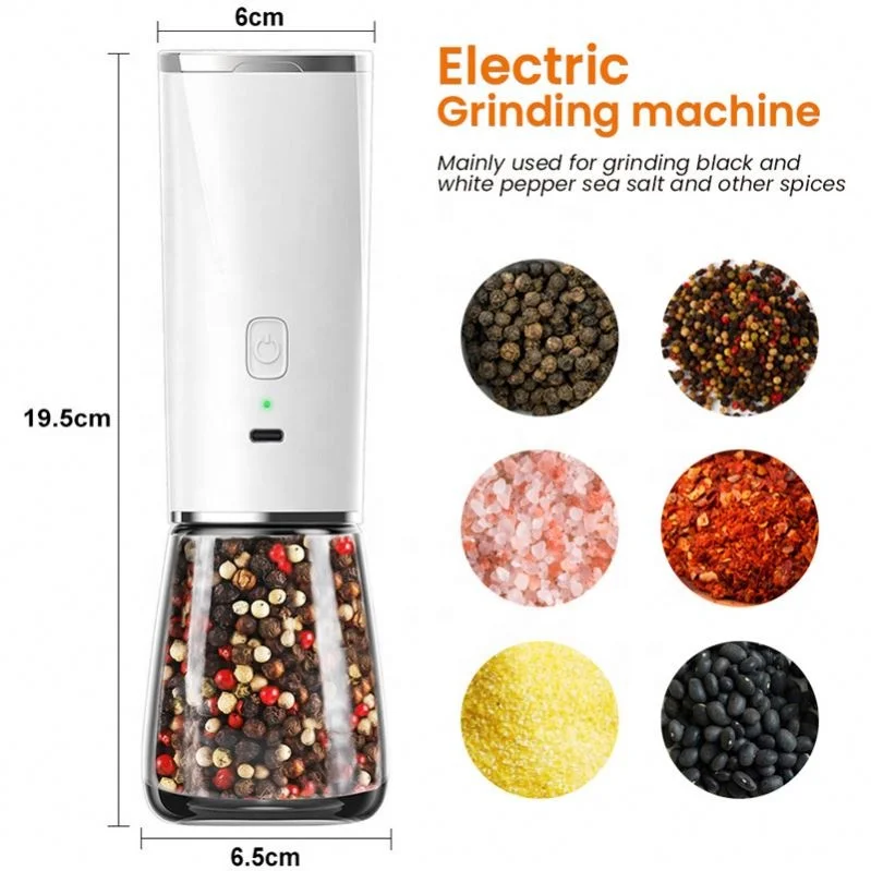 Hot Selling Rechargeable USB Ceramic Burr Manual Spice Mill Gravity Electric Salt And Pepper Grinder